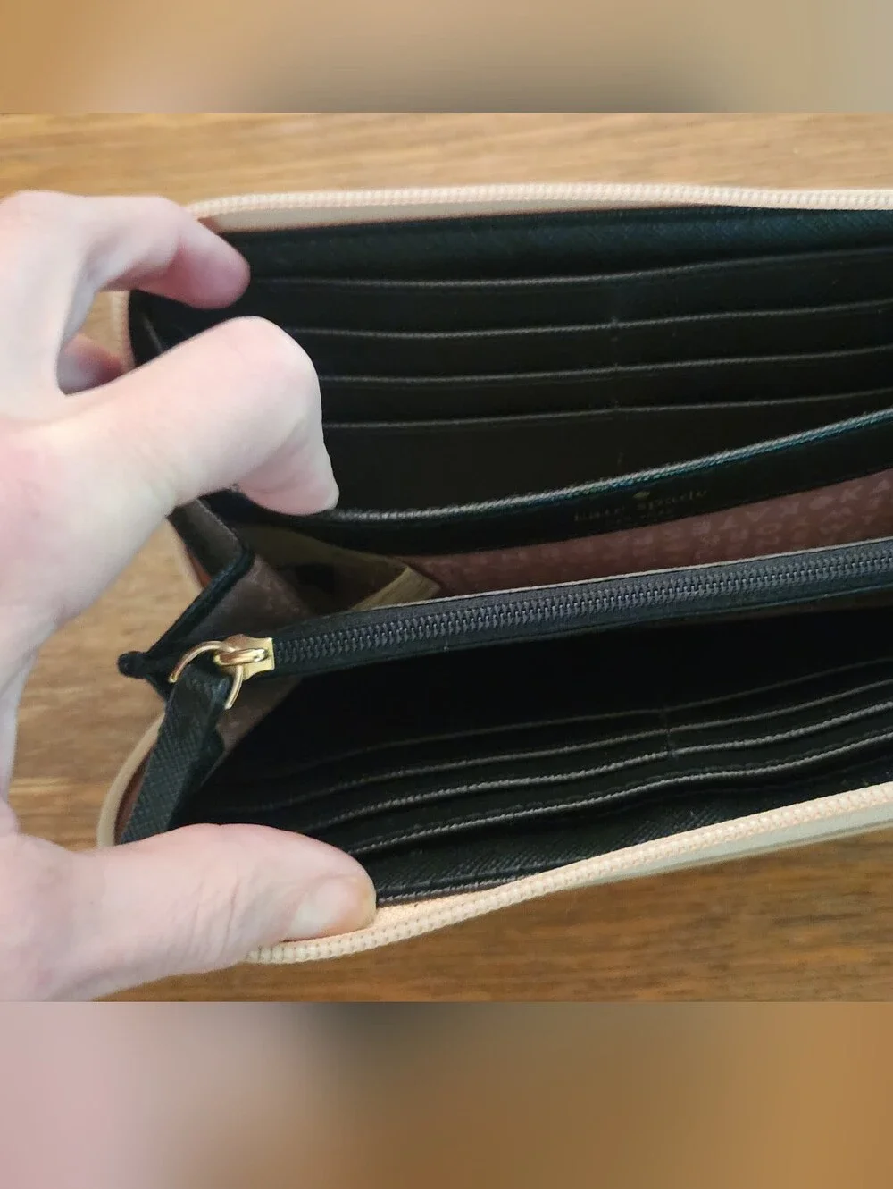 Kate Spade glitter zip-around wallet in rose gold Like NEW UNUSED
